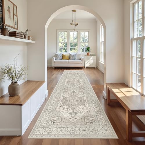 Madane Hallway Runner Rug 2'6''x10' Kitchen Runners Vintage, Beige/Brown by Madane