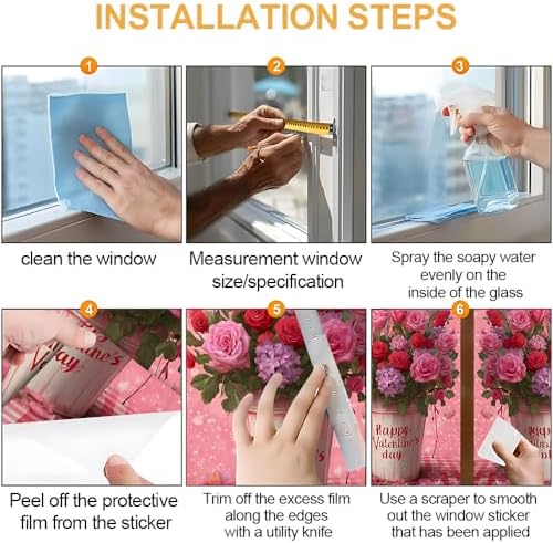 Cmialusie Valentine Heart Window Film 39.3 x 17.3 Inch Cling - Image 6