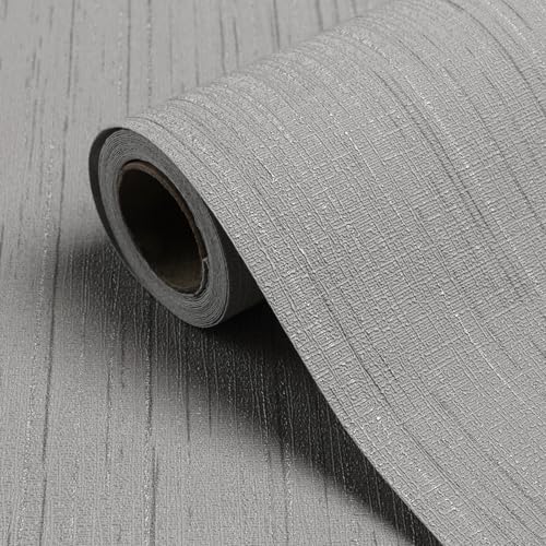 Grey Grasscloth Peel and Stick Wallpaper Texture Contact Paper A Set of 15.7" X 480" Self-Adhesive Linen Removable Wallpaper Cabinets Counter Top Liners by Biyoeepeelstickwallpaper