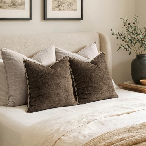 MIULEE Decorative Euro Sham Pillow Covers 24x24 Inch Brown 2 Pack - Image 6
