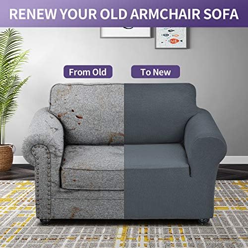 Joccun Stretch Chair Couch Cover,1-Piece Sofa Slipcover Spandex Jacquard Fabric Sofa Covers with Elastic Bottom,Washable Furniture Protector for Dogs,Cats,Kids(Armchair,Gray) - Image 6