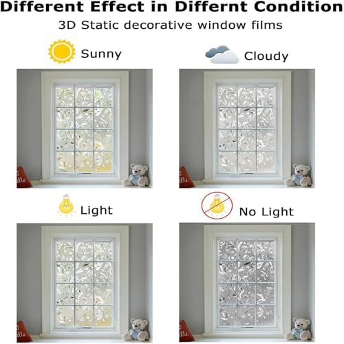 LEMON CLOUD Window Privacy Film, Tulip Stained Glass Sticker 45.2″ x 78.7″ - Image 5