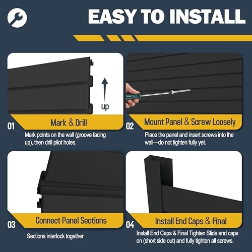 Slat Wall Paneling 4 x 8ft, Slatwall Garage Wall Organizer, Black - Image 5