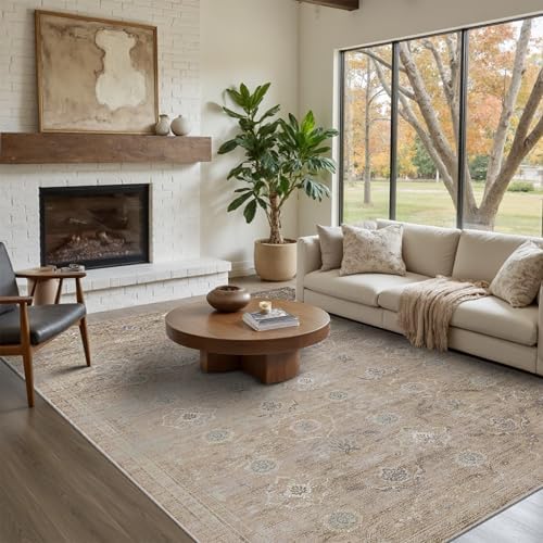 Rugxara Beige Neutral Area Rugs 5x7 Washable Rug for Living Room Bedroom by Rugxara