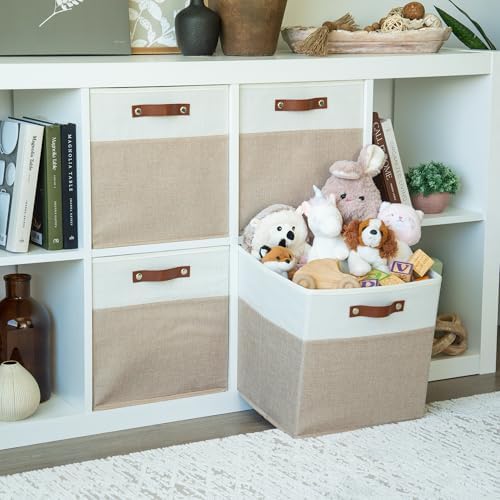 OrganiHaus 13x13 Cube Storage Bins, Set of 4 - Fabric Storage Cubes - Image 3