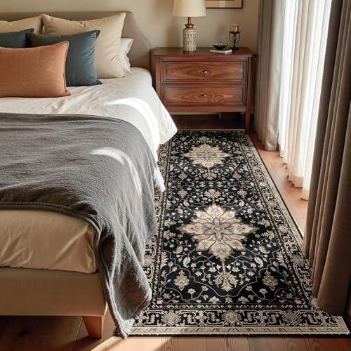 RELEANY Washable Area Rug, Runner 3'x6', Black/Neutral - Image 2