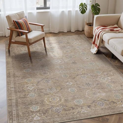 Rugxara Beige 4x6 Area Rug Washable Rug for Living Room Bedroom Office by Rugxara