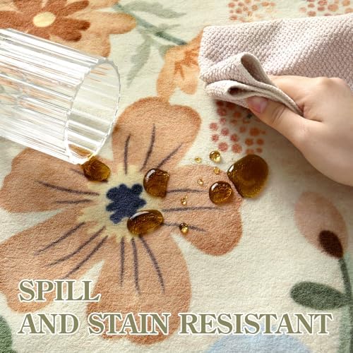 Lahome Floral Washable Round Area Rug, Soft Round Rugs 6ft Ultra-Thin - Image 6