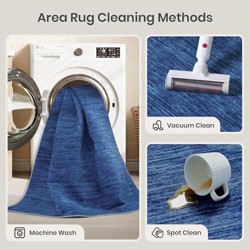 Valenrug 9x12 Area Rug Non Slip, Large Washable Rugs for Living Room Navy - Image 7