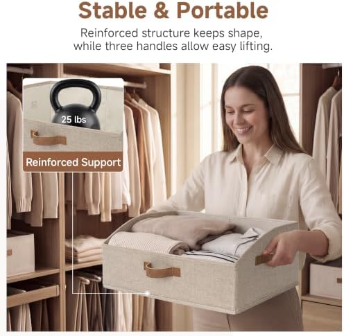 StorageWorks Closet Storage Bins Trapezoid, Brown and Beige, Large, 3-Pack - Image 4