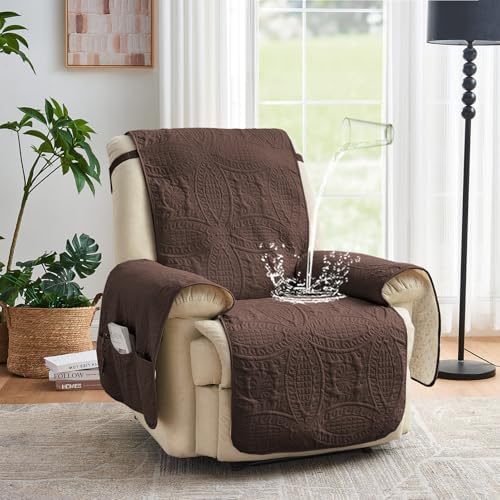 Large Brown Recliner Chair Covers, Quilted Décor Water-Repellent Lazy Boy Chair Covers, Pet Friendly Large Recliner Cover for Dogs Cats, Washable Couch Cover (Recliner 30", Chocolate) - Image 2