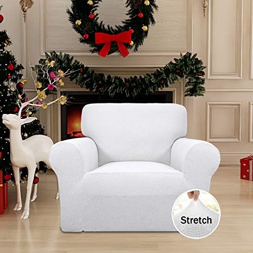 Easy-Going Stretch Chair Slipcover with Arm Washable Snow White - Image 2