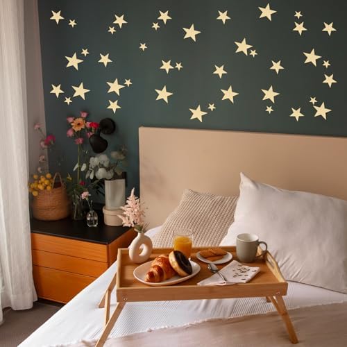 Dimeho 40 Pcs Gold Stars Mirror Wall Stickers, Removable Star Wall Decals 3D Acrylic Mirror Walls Decorations Star Stickers Adhesive Art Decal for Bedroom Living Room Home Walls DIY Decor (Gold Stars) - Image 4