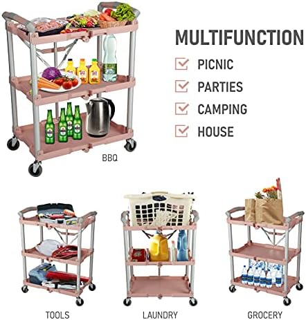 Olympia Tools 89-350 Pack-N-Roll Folding Collapsible Service Cart, 150LB Capacity, Rose - Image 7