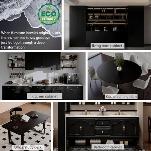 15.7" x 197" Black Wallpaper Matte Black Contact Paper Self Adhesive Peel and Stick Wallpaper Removable Vinyl Film Decorative for Desk Wallcovering Furniture Countertop Cabinet - Image 4