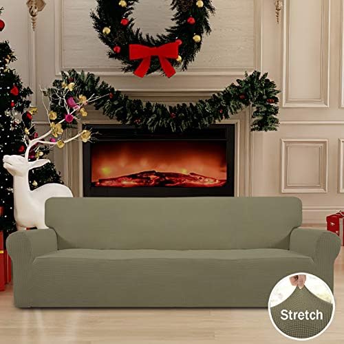 Easy-Going Stretch 4 Seater Oversized Sofa Couch Cover Khaki - Image 2