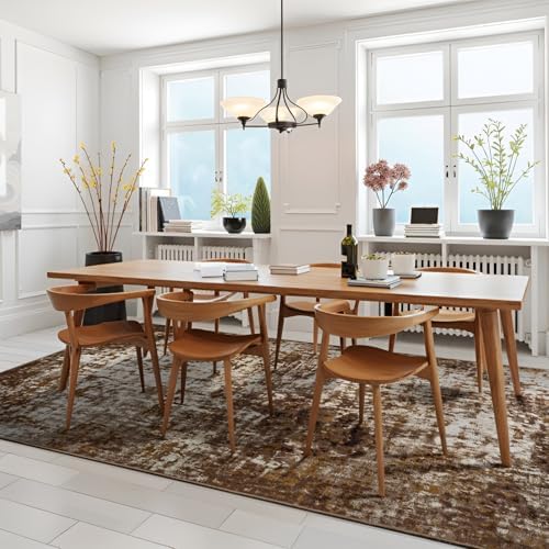 Modern Abstract 3x5 Rug, Non Slip Entryway Rug, Soft Machine Washable Rugs for Indoor Entry, Low Pile Stain Resistant Distressed Rug for Living Room, Bedroom, Brown - Image 5