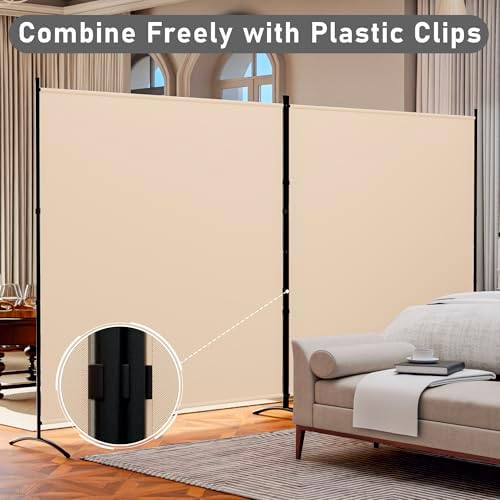 Single Large Room Divider,Folding Privacy Screens for Room Partition,Beige - Image 4