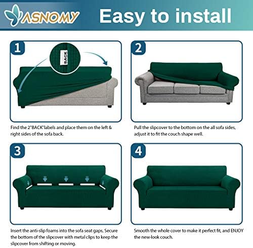 Stretch Couch Covers Washable,loveseat Cover Slipcovers,Blackish Green - Image 6