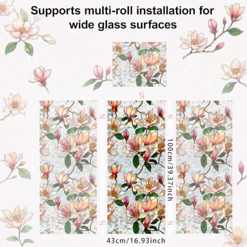 Magnolia Sunroof Decal Stained Glass Window Film, 16.9" x 39.4" - Image 4