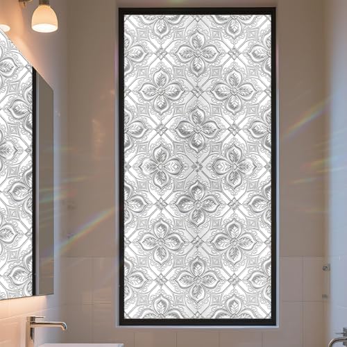 Stained Glass Window Privacy Film Static Cling - Rainbow Glass Decorative Sun Blocking Window Covering, Non-Adhesive Removable Stickers for Home & Office, 17.5" x 78.7" (Color 38) by AOHMPT