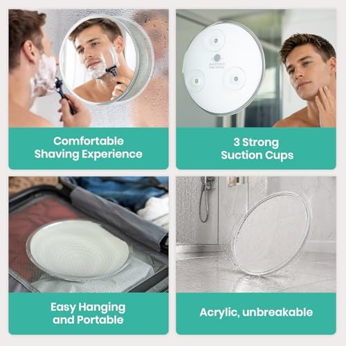 Mavoro 9" Acrylic Shower Mirror | 3 Suction Cups | Non-Magnified | Clear - Image 4