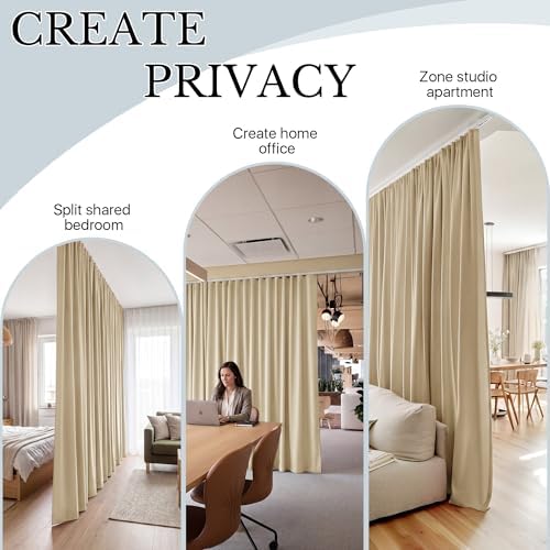 RYB HOME Closet Curtain with Straight Ceiling Track, Blackout, Privacy - Image 6