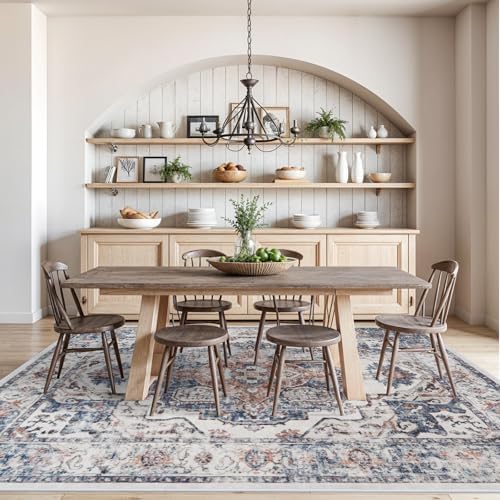 Washable Large 9x12 Area Rug: Living Room Oriental Non Slip Soft Rugs Indoor Low Pile Stain Resistant Carpet for Bedroom Dining Room Farmhouse Distressed Thin Home Decor Floor Mat (9x12 Brick) - Image 3