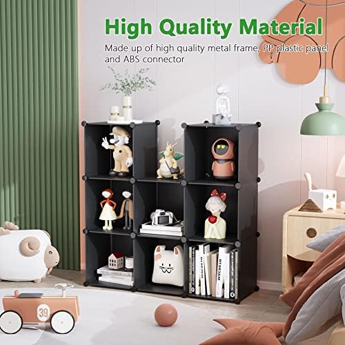 C&AHOME Cube Storage Organizer, 9-Cube Bookcase, Closet Cabinet Black - Image 4