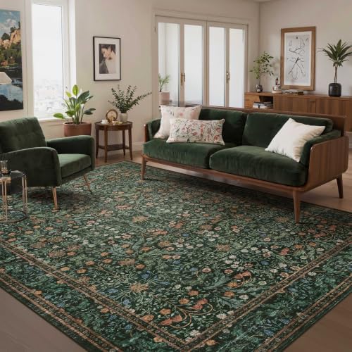 Rugxara Green Floral 6x9 Area Rugs Washable Rug for Living Room Bedroom by Rugxara