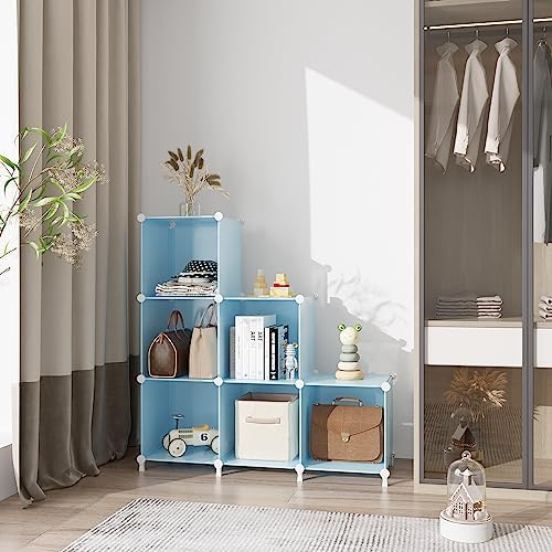 AWTATOS Cube Storage Organizer, Closet Organizers, 6 Cube Shelf, Blue - Image 2
