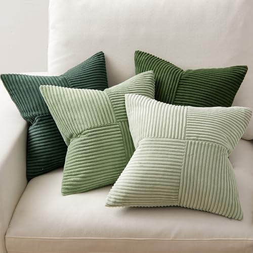 MIULEE Spring Green Decorative Throw Pillow Covers 22x22 Inch Set of 4 Boho Farmhouse Cushion Covers Mordern Nordic Pillow Cases Soft Corduroy Gradient Home Decor for Couch Sofa Living Room Bed - Image 6