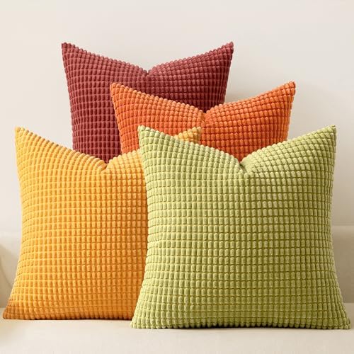 MIULEE Fall Decorative Pillow Covers 20x20 Inch Set of 4 Yellow Orange by MIULEE