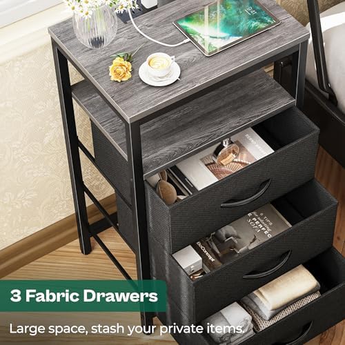 Huuger Nightstands Set of 2, Nightstand with Charging Station,Bedside Table - Image 5