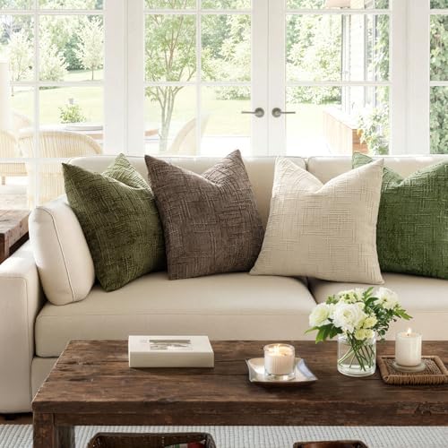 MIULEE Chenille Textured Throw Pillow Covers Beige 18x18 Set of 2 - Image 6