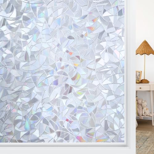 Haton Window Privacy Film, Rainbow Film, Silver 17.5" x 78.7" by HatonHomeDecor