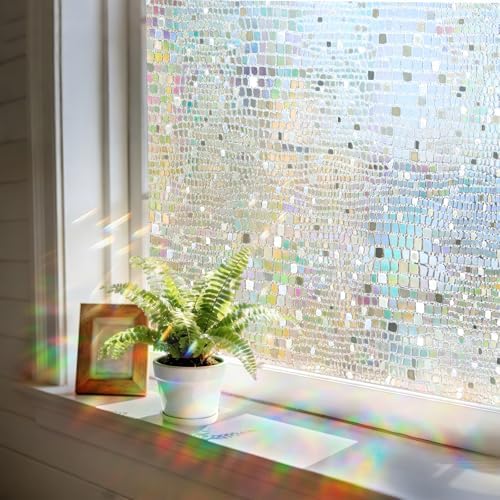 Stained Glass Window Privacy Film,3D Rainbow Static Cling,Pure 17.5"x78.7" by WindimileyDecor