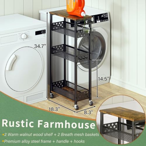 OKZEST Slim Laundry Room Organization Cart with Detergent Dispenser Holder - Image 4
