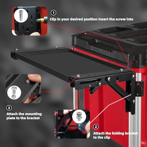 Folding Packout Mount Compatible with Milwaukee Packout Toolbox, Heavy Duty Foldable Work Table for Side Storage of Your Packout System - Image 5