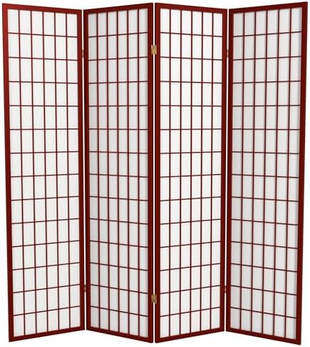 Red Lantern 6 ft. Tall Window Pane Shoji Screen - Rosewood - 4 Panels by RedLantern