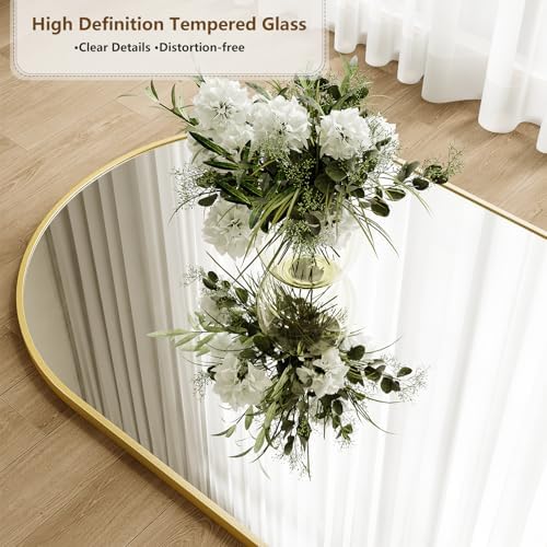 Large Full Length Mirror, 30"x71" Arched Floor Mirror Full Length with Stand, Room Decor Big Full Body Mirror with HD Tempered Glass Aluminum Frame for Bedroom Living Room,Gold - Image 6