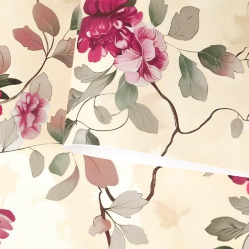 CRE8TIVE Beige Chinoiserie Peony Floral Peel and Stick Wallpaper 12"x118" | Non‑Woven Magenta Pink Floral Contact Paper for Cabinets, Self Adhesive Removable Leaf Flower Wall Mural for Bedroom Bathroom - Image 6