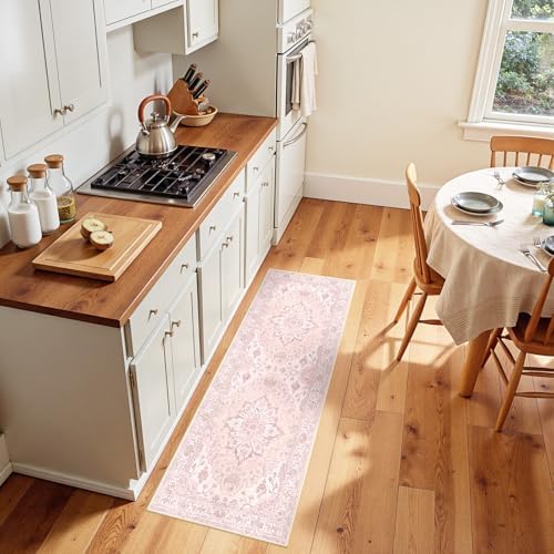 RELEANY Washable Area Rug, Runner 2'x5', Pink by RELEANY