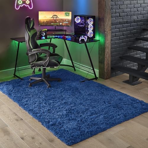 Ophanie Blue Rug, Boys 4x6 Rugs for Bedroom Royal Dark Blue Carpet Nursery Aesthetic, Kids Playroom Navy Area Rugs for Girls Teen Home Decor, Fluffy Shag Bedside Floor Living Room Carpet - Image 6
