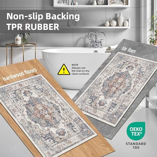 2-Piece Kitchen Runner Rug Set: Washable Non-Slip Floor Mats for Sink & Stove Cooking Area Soft Low Pile Water-Resistant Carpet for Dishwasher Fridge Fronts Durable Kitchen Island Mats(2x3+2x4,Brick) - Image 6