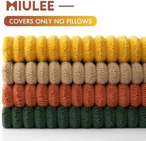 MIULEE Fall Corduroy Decorative Throw Pillow Covers Green-Rust 18x18 - Image 6