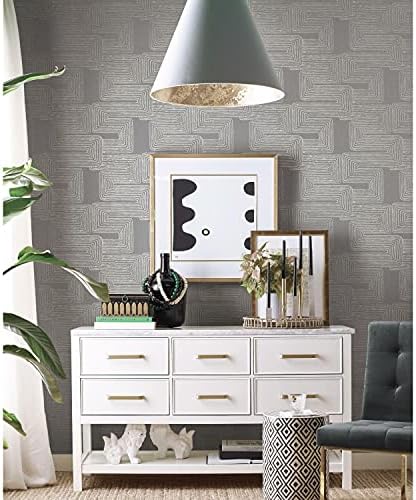 RoomMates RMK12215PL Nikki Chu Gray and Metallic Silver Zulu Signature Peel and Stick Wallpaper - Image 4