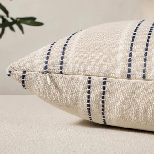 Hckot Stripe Throw Pillow Covers 26x26 Large Square Navy Blue Pillow Cover - Image 2