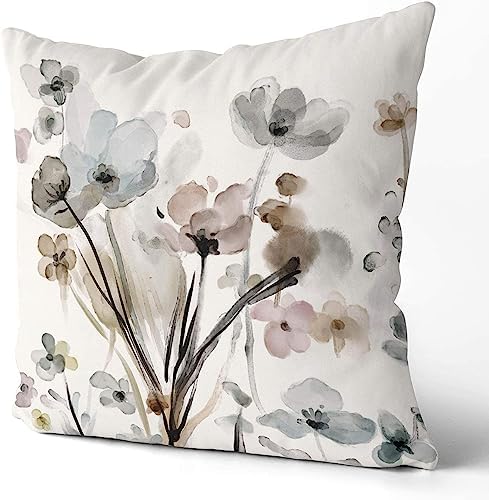 Flower Throw Pillow Covers 16x16 Set of 2, Flowers Pillow Cushion Cases,Decorative Square Pillowcases for Sofa Couch Bedroom Living Room Car - Image 5