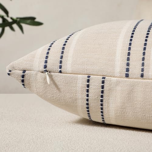 Hckot Navy Blue Throw Pillow Covers 20x20 Set of 2 Striped Pillow Covers - Image 2